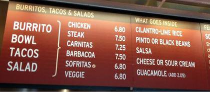 How can you get the current price menu for Chipotle?